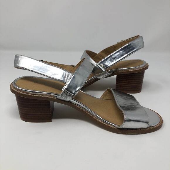 ASOS Silver Metallic Heel Sandals Block Heel Size 5 - Picture 9 of 10
